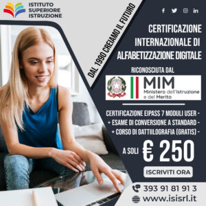 EIPASS 7 Moduli User + Esame Integrativo Standard + Corso e Certificazione Dattilografia